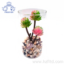 Mini Desktop Artificial Succulent Plants in Glass pot